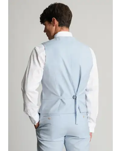 Waistcoats Brook Taverner Tailored Fit Hayton Sky Blue Textured Suit Waistcoat-BT-1997AT £45.00