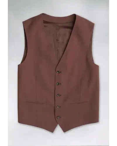 Wool Suits Brook Taverner Tailored Fit Oliver Rust Melange Wool Blend Suit Waistcoat-BT-1880B £80.00