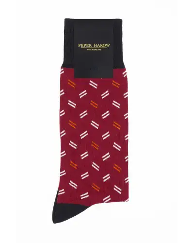 Men PEPER HAROW Parallel Mens Socks - Burgundy-PH-8064583008430 £16.00