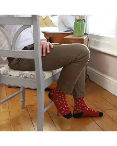 Men PEPER HAROW Parallel Mens Socks - Burgundy-PH-8064583008430 £16.00