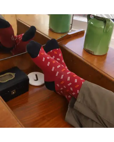 Men PEPER HAROW Parallel Mens Socks - Burgundy-PH-8064583008430 £16.00