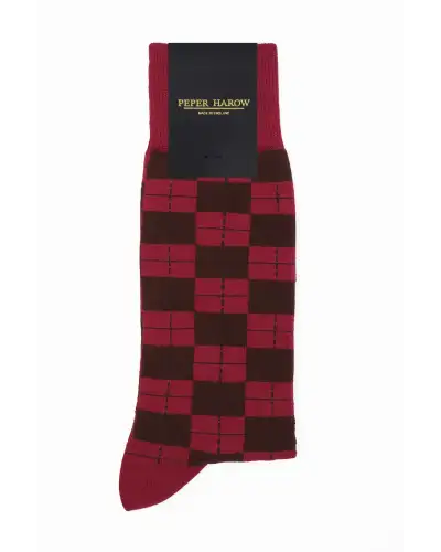 Men PEPER HAROW Checkmate Mens Socks - Burgundy £16.00