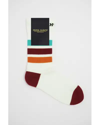 Women PEPER HAROW Striped Organic Womens Sport Socks - White £15.00