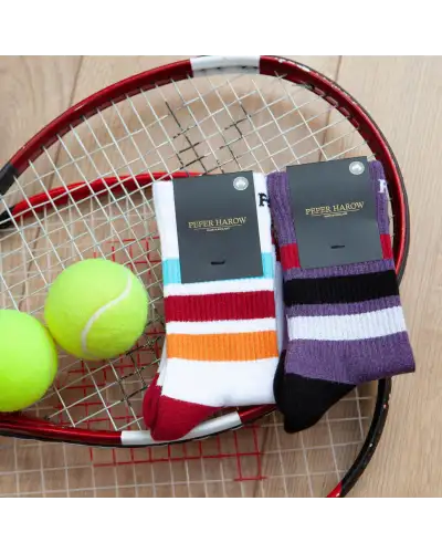 Women PEPER HAROW Striped Organic Womens Sport Socks - White £15.00