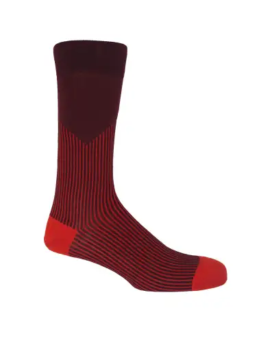 Men PEPER HAROW V-Stripe Mens Socks - Burgundy £16.00