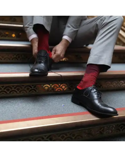 Men PEPER HAROW V-Stripe Mens Socks - Burgundy £16.00