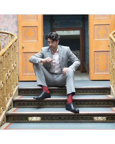 Men PEPER HAROW V-Stripe Mens Socks - Burgundy £16.00