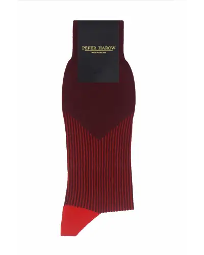 Men PEPER HAROW V-Stripe Mens Socks - Burgundy £16.00