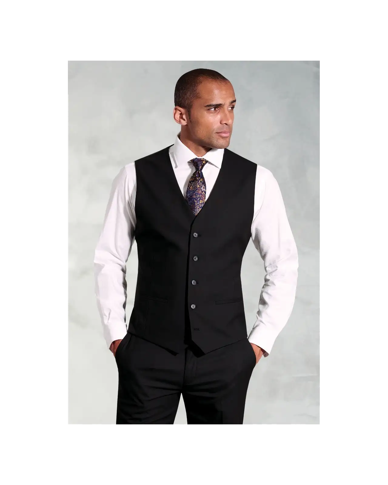 Three Piece Suits Brook Taverner Tailored Fit Black Waistcoat-BT-1539D £44.00