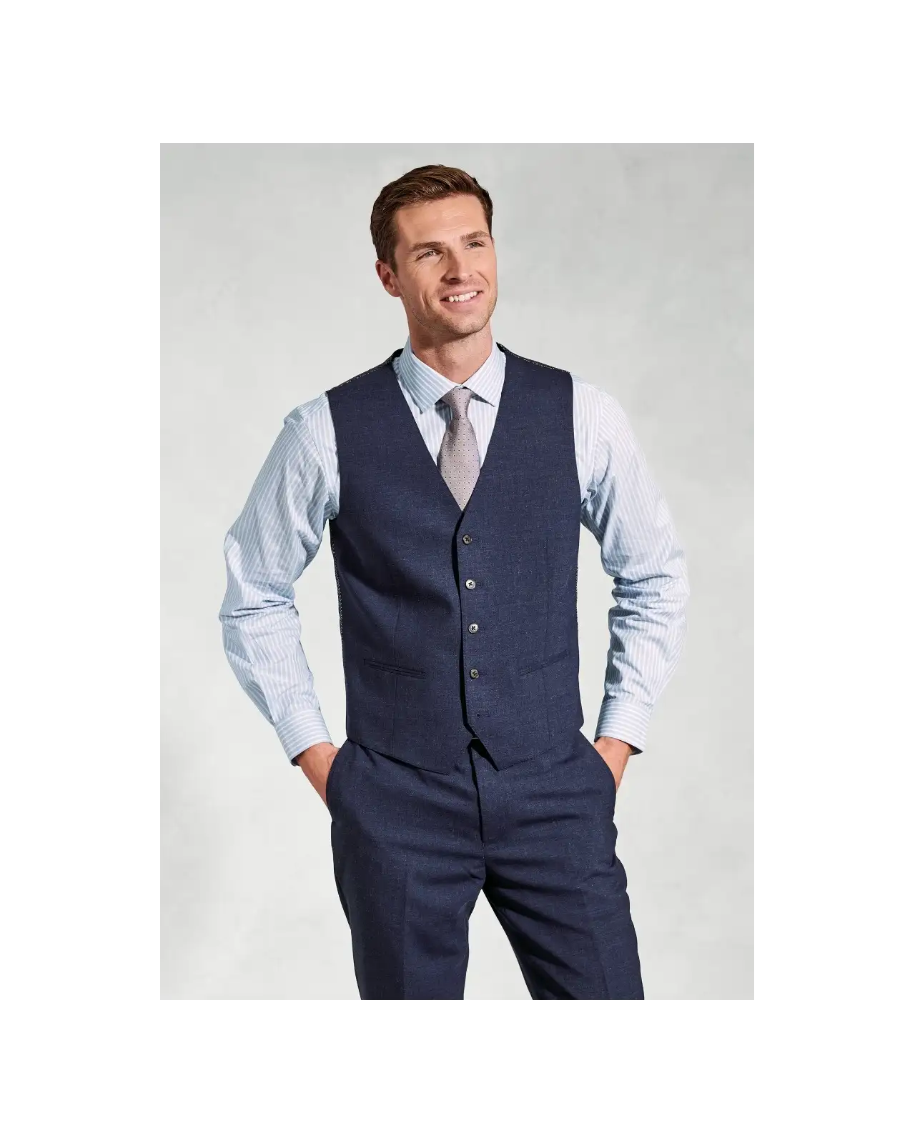 Linen Suits Brook Taverner Tailored Fit Mckellen Navy Linen Blend Suit Waistcoat-BT-1933B £45.00