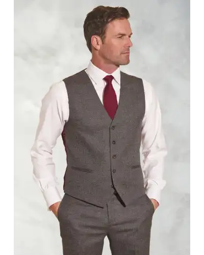 Wool Suits Brook Taverner Tailored Fit Clifford Grey Donegal Wool Suit Waistcoat-BT-1409BX £72.00