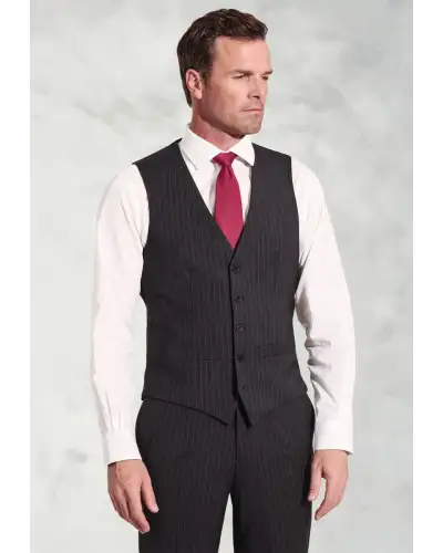 Waistcoats Brook Taverner Tailored Fit Avalino Charcoal Stripe Waistcoat £62.00