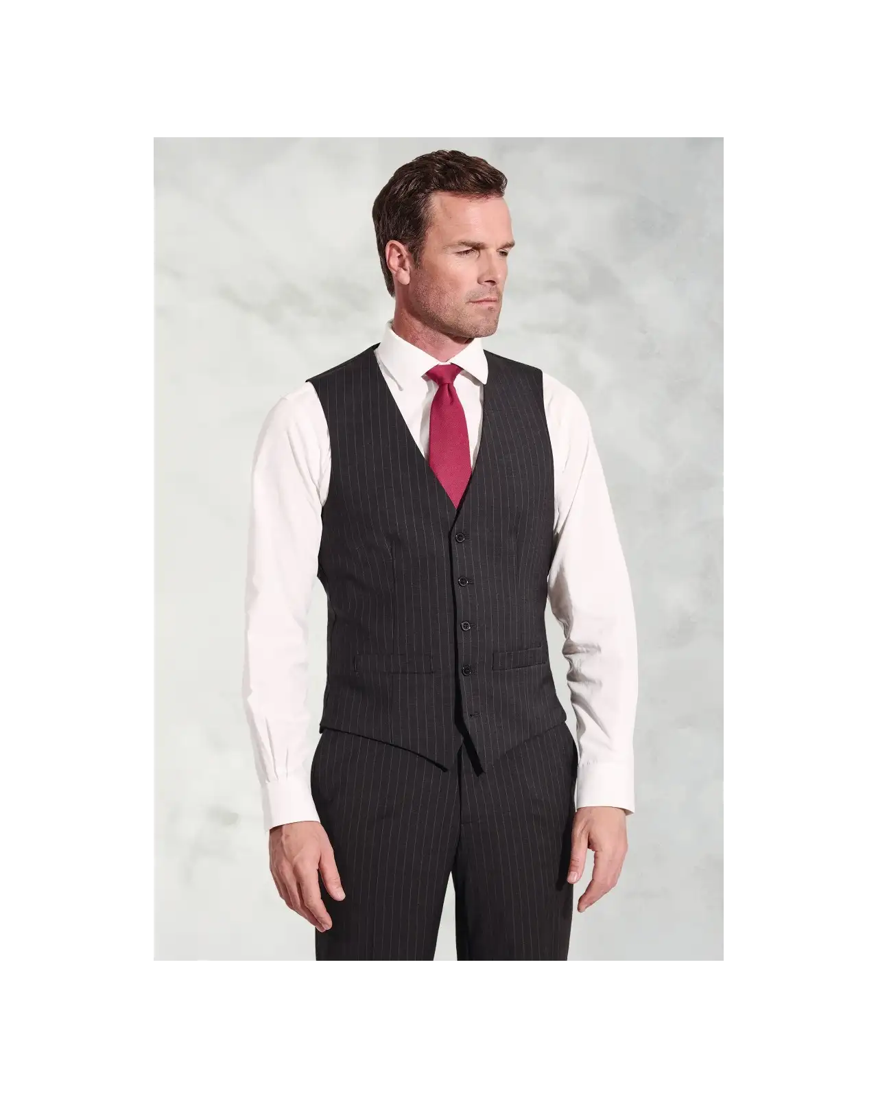 Waistcoats Brook Taverner Tailored Fit Avalino Charcoal Stripe Waistcoat £62.00