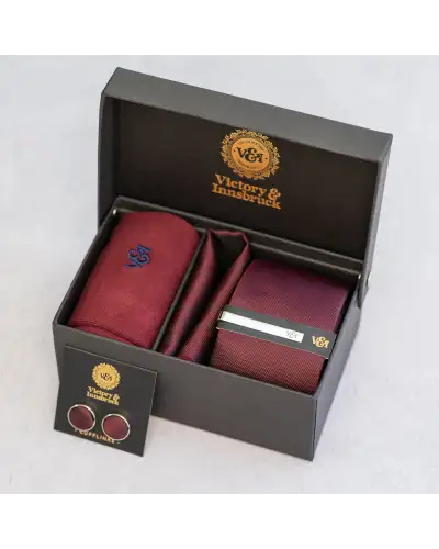 Tie Gift Sets Victory and Innsbruck Burgundy Red Textured Tie Set £50.00