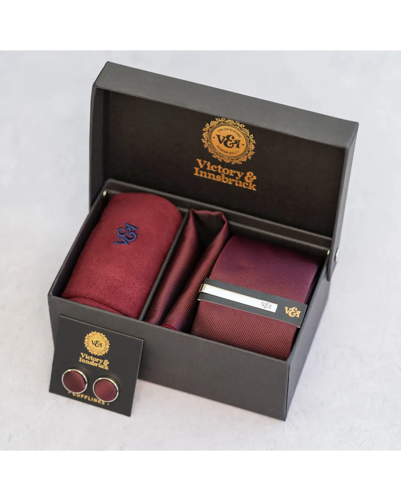 Tie Gift Sets Victory and Innsbruck Burgundy Red Textured Tie Set £50.00