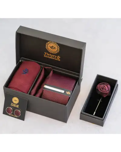 Tie Gift Sets Victory and Innsbruck Burgundy Red Textured Tie Set £50.00