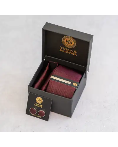 Tie Gift Sets Victory and Innsbruck Burgundy Red Textured Tie Set £50.00