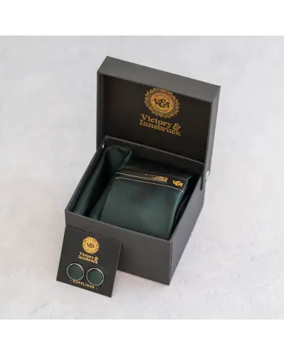 Tie Gift Sets Victory and Innsbruck Dark Bottle Green Textured Tie Set £50.00