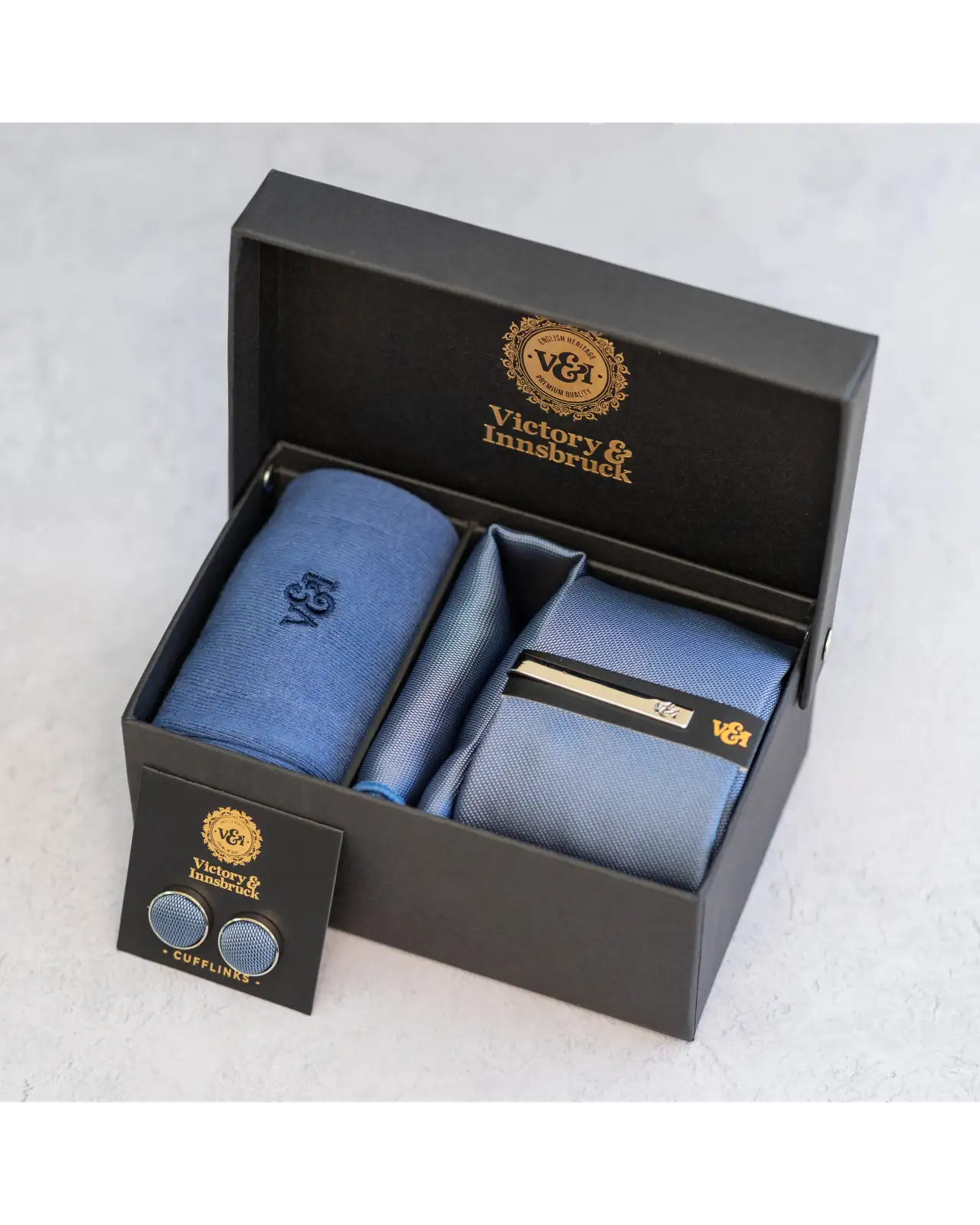 Tie Gift Sets Victory and Innsbruck Slate Blue Textured Tie Set £50.00