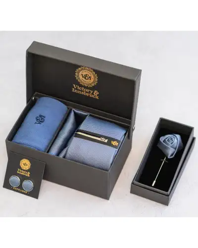 Tie Gift Sets Victory and Innsbruck Slate Blue Textured Tie Set £50.00