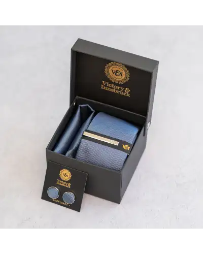 Tie Gift Sets Victory and Innsbruck Slate Blue Textured Tie Set £50.00