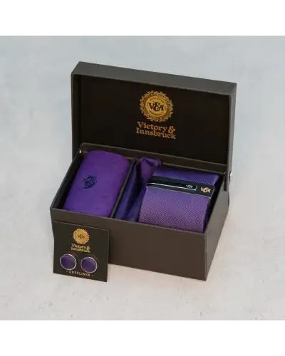 Tie Gift Sets Victory and Innsbruck Cadbury Purple Textured Tie Set £50.00
