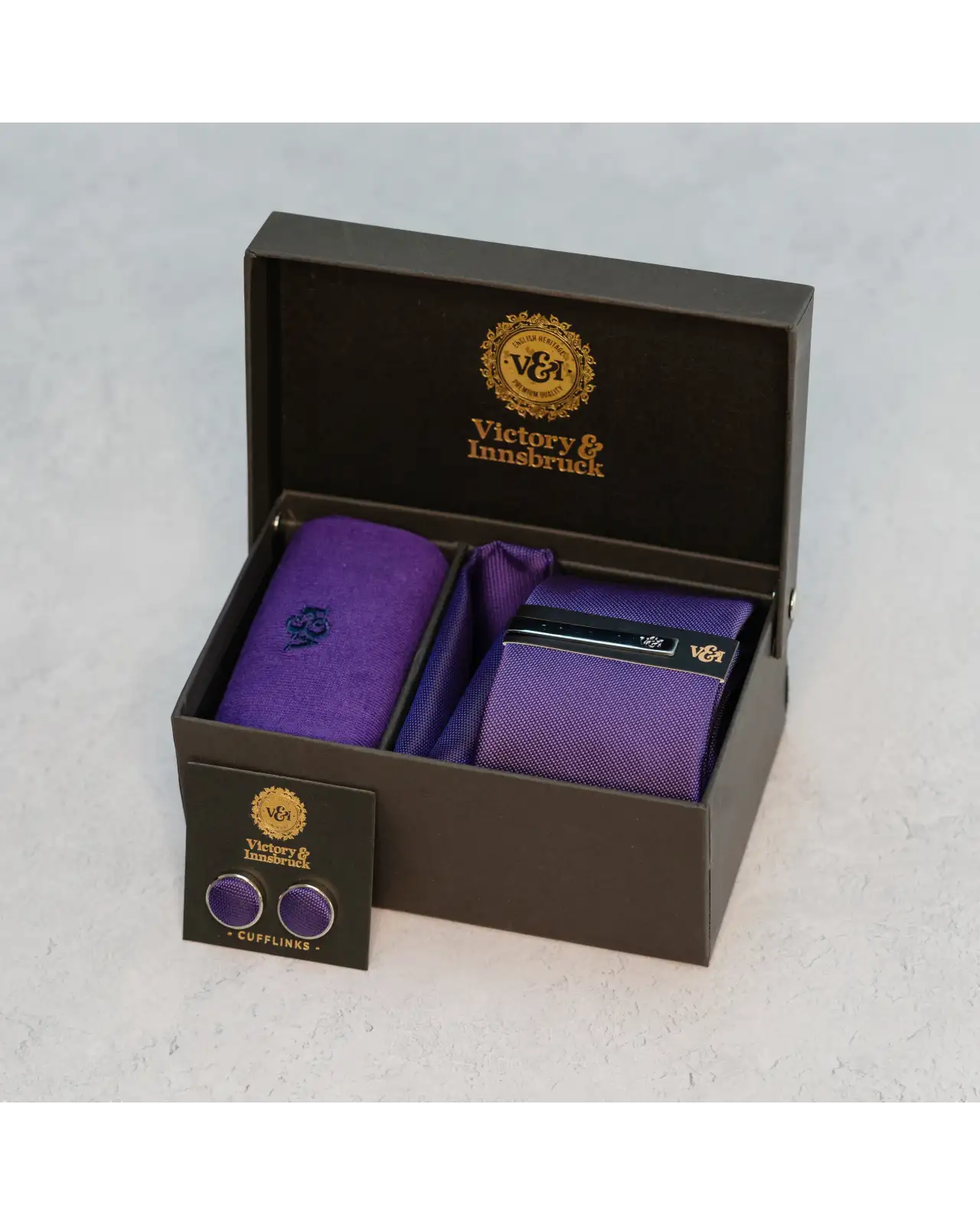 Tie Gift Sets Victory and Innsbruck Cadbury Purple Textured Tie Set £50.00