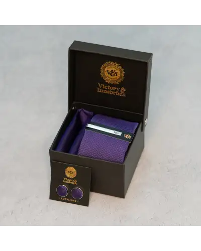Tie Gift Sets Victory and Innsbruck Cadbury Purple Textured Tie Set £50.00