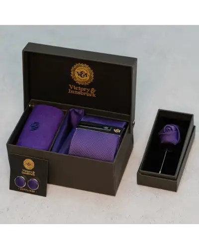Tie Gift Sets Victory and Innsbruck Cadbury Purple Textured Tie Set £50.00
