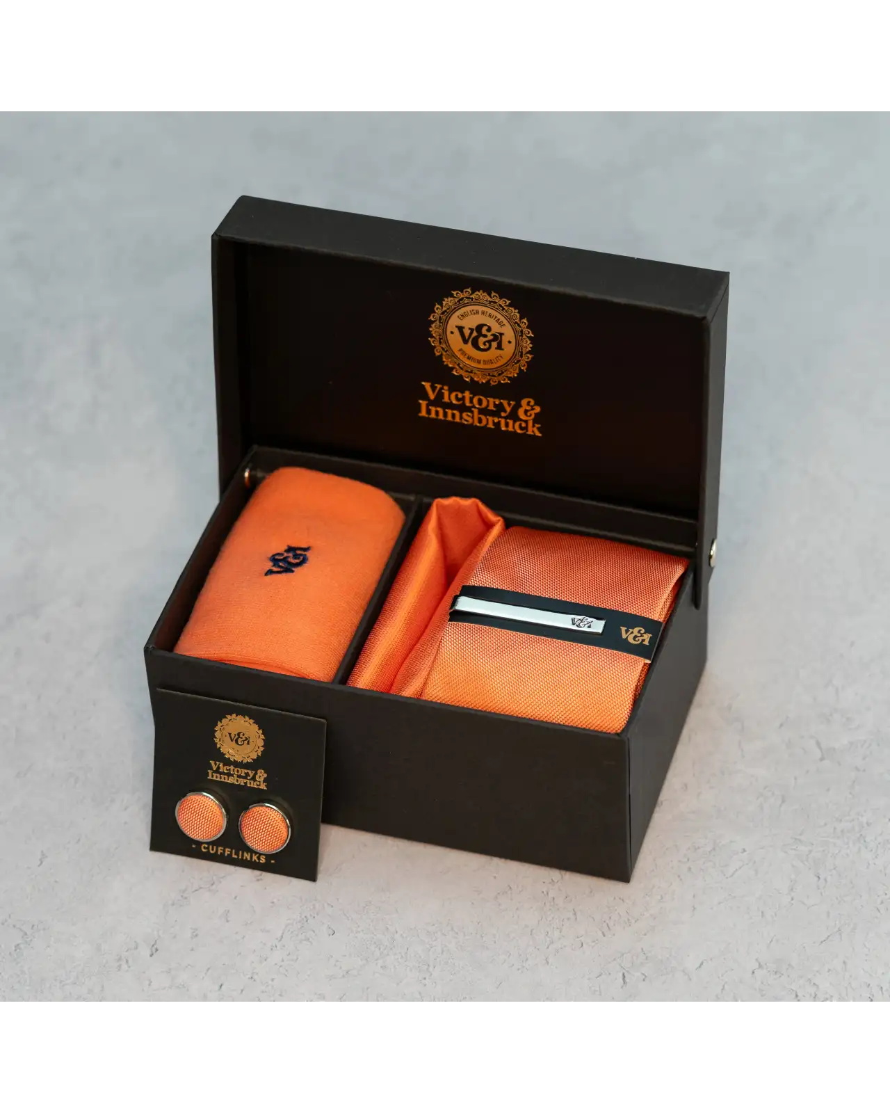 Tie Gift Sets Victory and Innsbruck Coral Orange Textured Tie Set £50.00