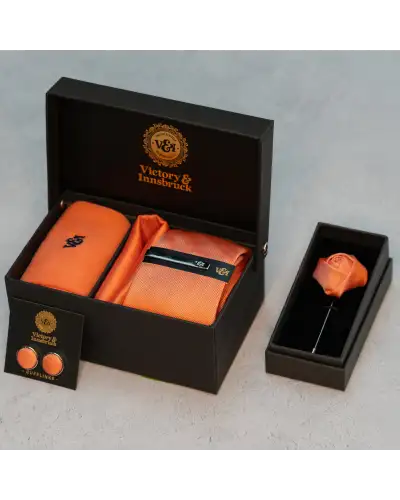 Tie Gift Sets Victory and Innsbruck Coral Orange Textured Tie Set £50.00