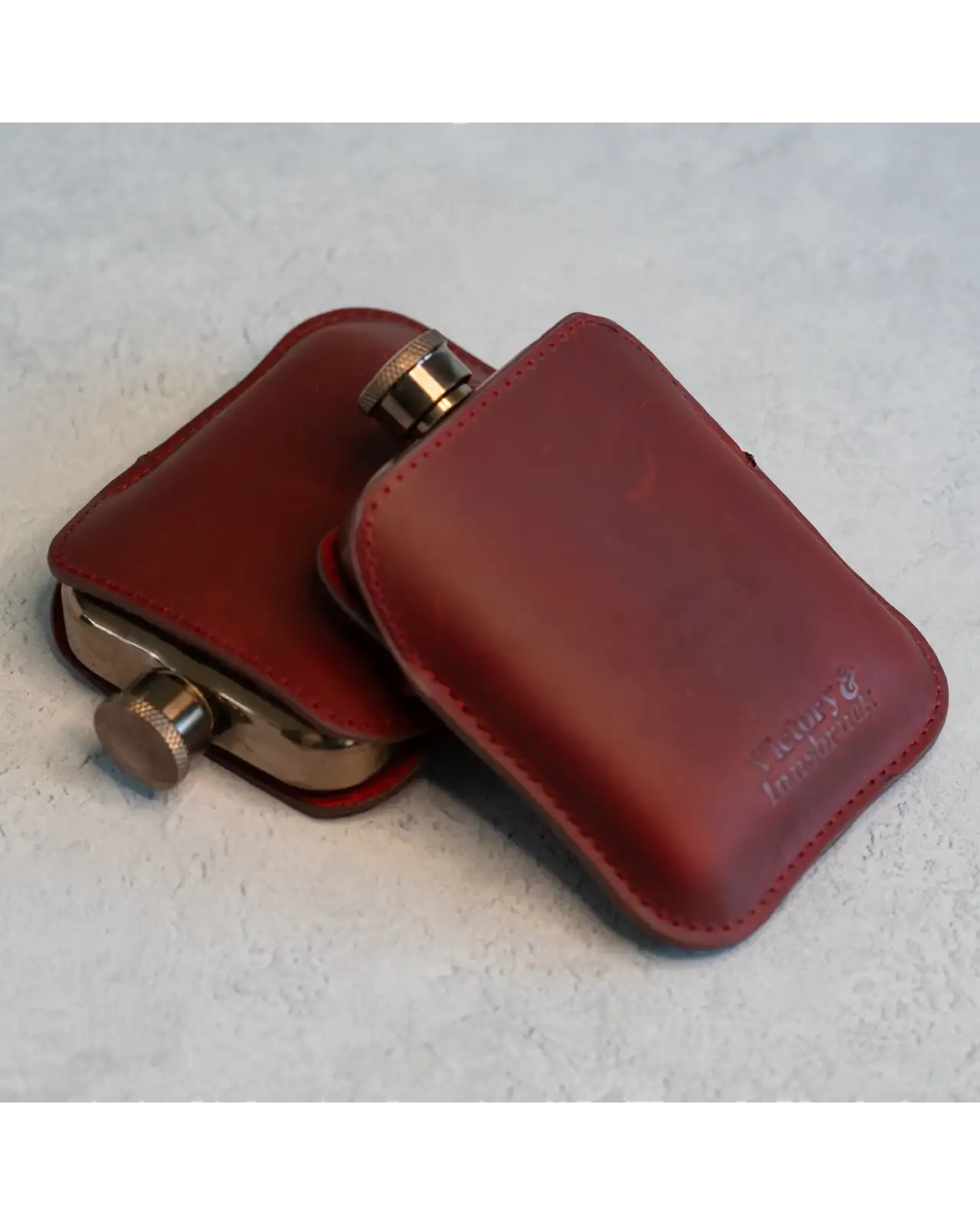 Flasks Victory and Innsbruck Full Grain Leather Cased Hip Flask Full Burgundy Leather Copper Flask £36.00