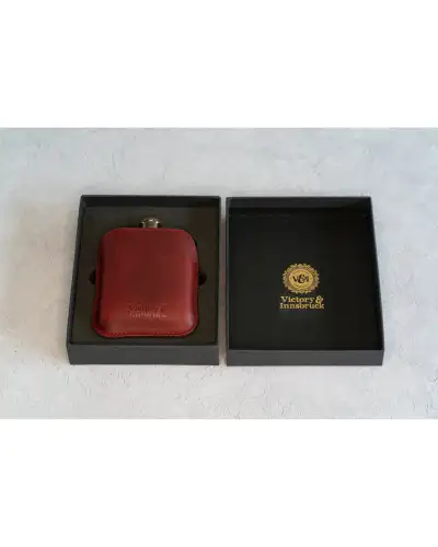 Flasks Victory and Innsbruck Full Grain Leather Cased Hip Flask Full Burgundy Leather Copper Flask £36.00