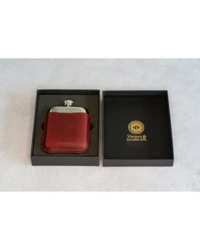 Flasks Victory and Innsbruck Full Grain Leather Cased Hip Flask 3 4 Burgundy Leather Silver Flask £36.00