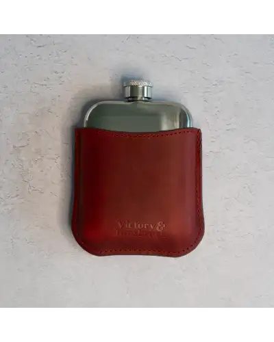 Flasks Victory and Innsbruck Full Grain Leather Cased Hip Flask 3 4 Burgundy Leather Silver Flask £36.00