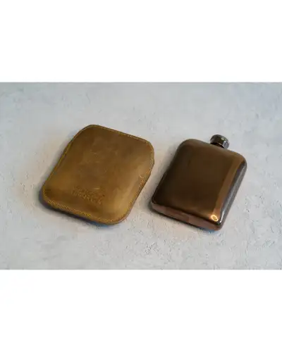 Flasks Victory and Innsbruck Full Grain Leather Cased Hip Flask Full Tan Brown Leather Copper Flask £36.00