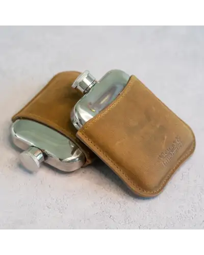 Flasks Victory and Innsbruck Full Grain Leather Cased Hip Flask 3 4 Tan Brown Leather Silver Flask £36.00