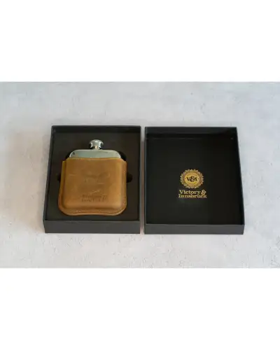 Flasks Victory and Innsbruck Full Grain Leather Cased Hip Flask 3 4 Tan Brown Leather Silver Flask £36.00