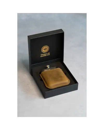 Flasks Victory and Innsbruck Full Grain Leather Cased Hip Flask 3 4 Tan Brown Leather Silver Flask £36.00