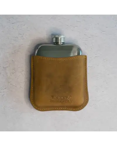 Flasks Victory and Innsbruck Full Grain Leather Cased Hip Flask 3 4 Tan Brown Leather Silver Flask £36.00