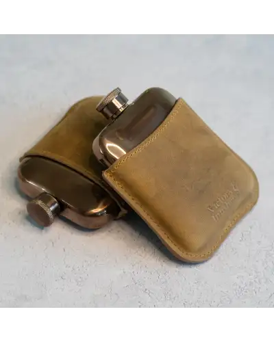 Flasks Victory and Innsbruck Full Grain Leather Cased Hip Flask 3 4 Tan Brown Leather Copper Flask £36.00