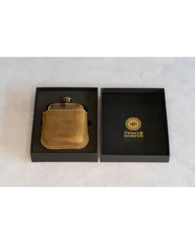 Flasks Victory and Innsbruck Full Grain Leather Cased Hip Flask 3 4 Tan Brown Leather Copper Flask £36.00