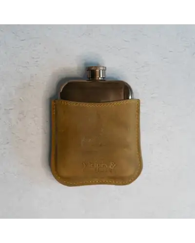 Flasks Victory and Innsbruck Full Grain Leather Cased Hip Flask 3 4 Tan Brown Leather Copper Flask £36.00