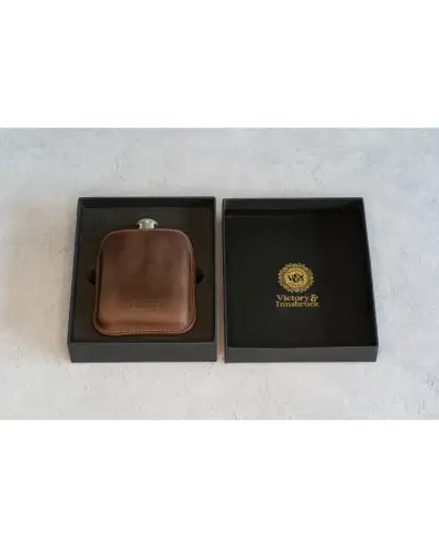 Flasks Victory and Innsbruck Full Grain Leather Cased Hip Flask Full Brown Leather Silver Flask £36.00