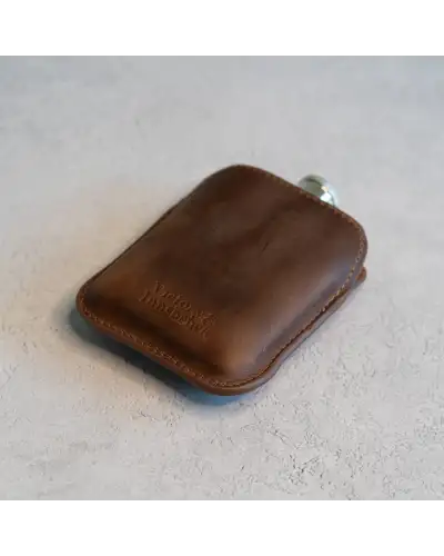 Flasks Victory and Innsbruck Full Grain Leather Cased Hip Flask Full Brown Leather Silver Flask £36.00