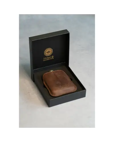 Flasks Victory and Innsbruck Full Grain Leather Cased Hip Flask Full Brown Leather Silver Flask £36.00