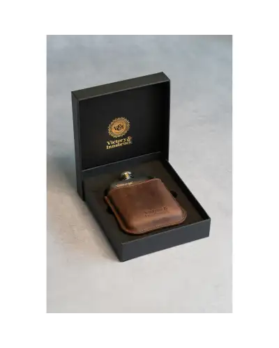 Flasks Victory and Innsbruck Full Grain Leather Cased Hip Flask 3 4 Brown Leather Silver Flask £36.00