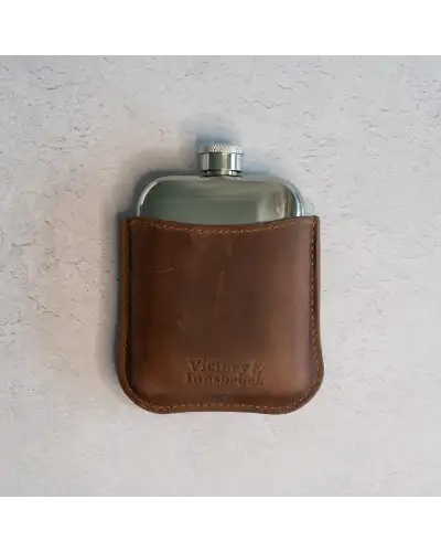 Flasks Victory and Innsbruck Full Grain Leather Cased Hip Flask 3 4 Brown Leather Silver Flask £36.00