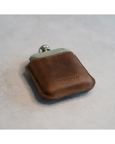Flasks Victory and Innsbruck Full Grain Leather Cased Hip Flask 3 4 Brown Leather Silver Flask £36.00