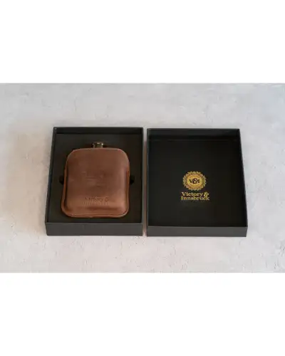 Flasks Victory and Innsbruck Full Grain Leather Cased Hip Flask Full Brown Leather Copper Flask £36.00
